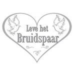 Deurbord hart Leve het bruidspaar Op is Op