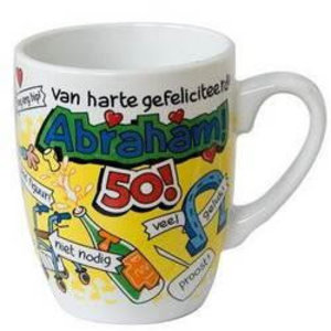 Mok Abraham 50 jaar cartoon Op is Op