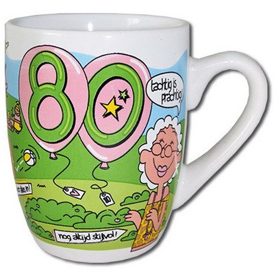 Mok Cartoon 80 Jaar huismerk kopen in de aanbieding