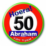 Button 50 verkeersbord Abraham