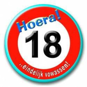 Button 18 jaar verkeersbord