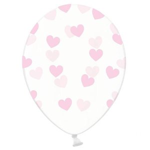 Ballonnen transparant met lichtroze hartjes Op is Op