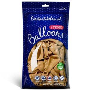 Ballonnen metallic 1e klas goudkleurig 100 stuks