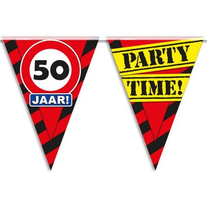 Vlaggenlijn slinger 50 jaar verkeersbord Party Time