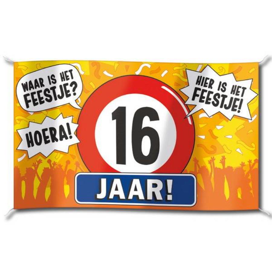 Seizoen Ambacht Ook Vlag 16 jaar groot - Opvallende versiering - Feestartikelen.nl -  Feestartikelen.nl