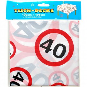 Tafelkleed 40 jaar verkeersbord Op is Op