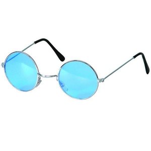 Bril hippie met blauw gekleurd glas