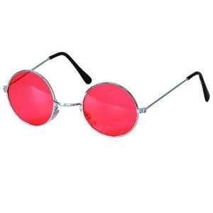 Bril hippie met rood gekleurd glas