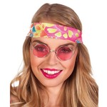 Bril hippie met roze gekleurd glas