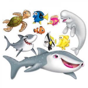 Wanddecoraties zeedieren 9 stuks Op is Op
