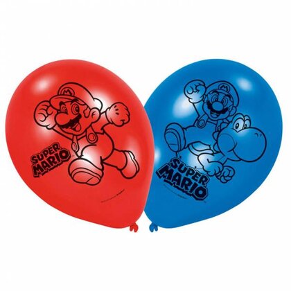 Ballonnen Super Mario blauw rood