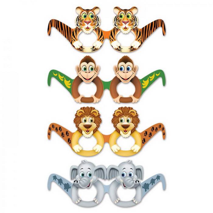 Brillen Jungle en Safari dieren 12 stuks