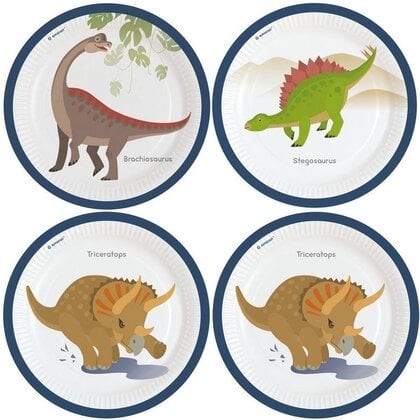 Bordjes Happy Dinosaurus groot 8 stuks