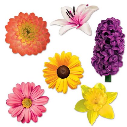 Decoraties bloemen 6 stuks