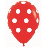 Ballonnen rood met witte stippen 5 stuks