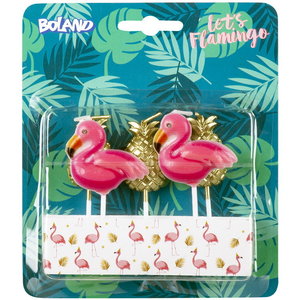 Kaarsjes Flamingo en ananas 5 stuks
