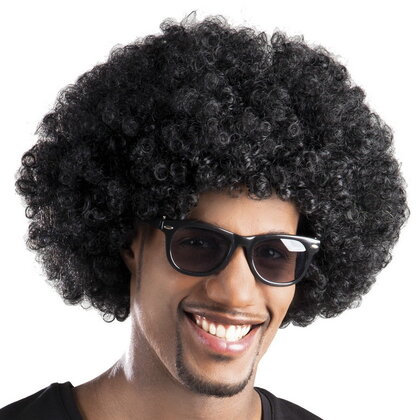 Pruik afro disco zwart luxe