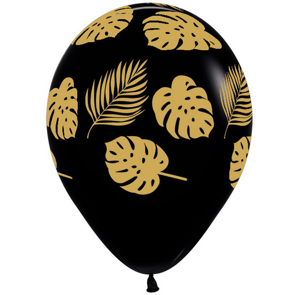Ballonnen met Jungle en palmbladeren zwart goud 6 stuks