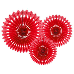 Honeycomb waaier set rood 3 stuks