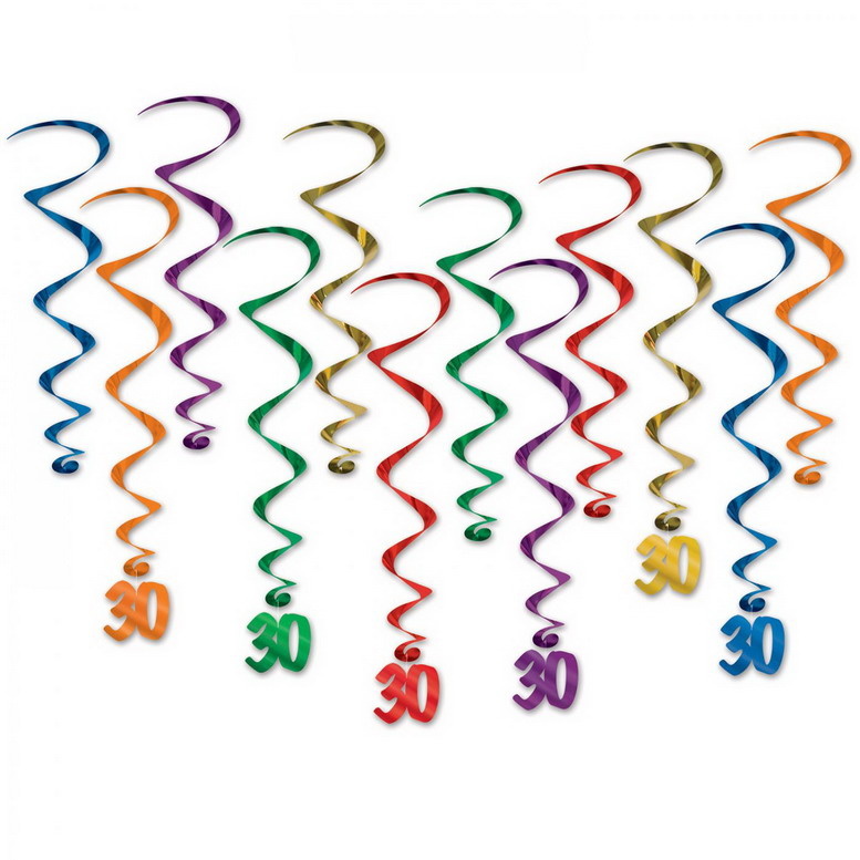 Hangdecoratie Whirls 30 jaar whirls 12 stuks