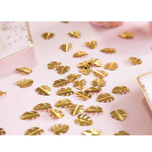 Glitter confetti jungle palmbladeren goudkleurig