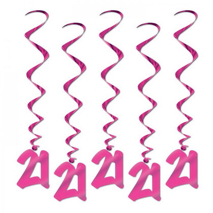 Hangdecoratie Whirls 21 jaar pink