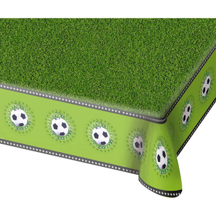 Tafelkleed grasveld met voetballen