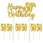 Taartdecoraties 50 jaar happy birthday glittergoud