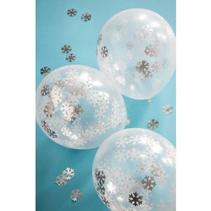 Ballonnen met grote confetti sneeuwvlokken