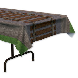 Tafelkleed met treinspoor Op is Op