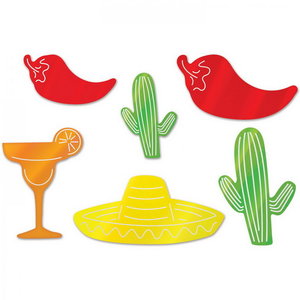 Decoratie Mexicaans folie 6 stuks