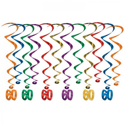 Hangdecoratie Whirls 60 jaar 12 stuks