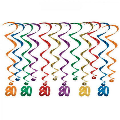 Hangdecoratie Whirls 80 jaar 12 stuks