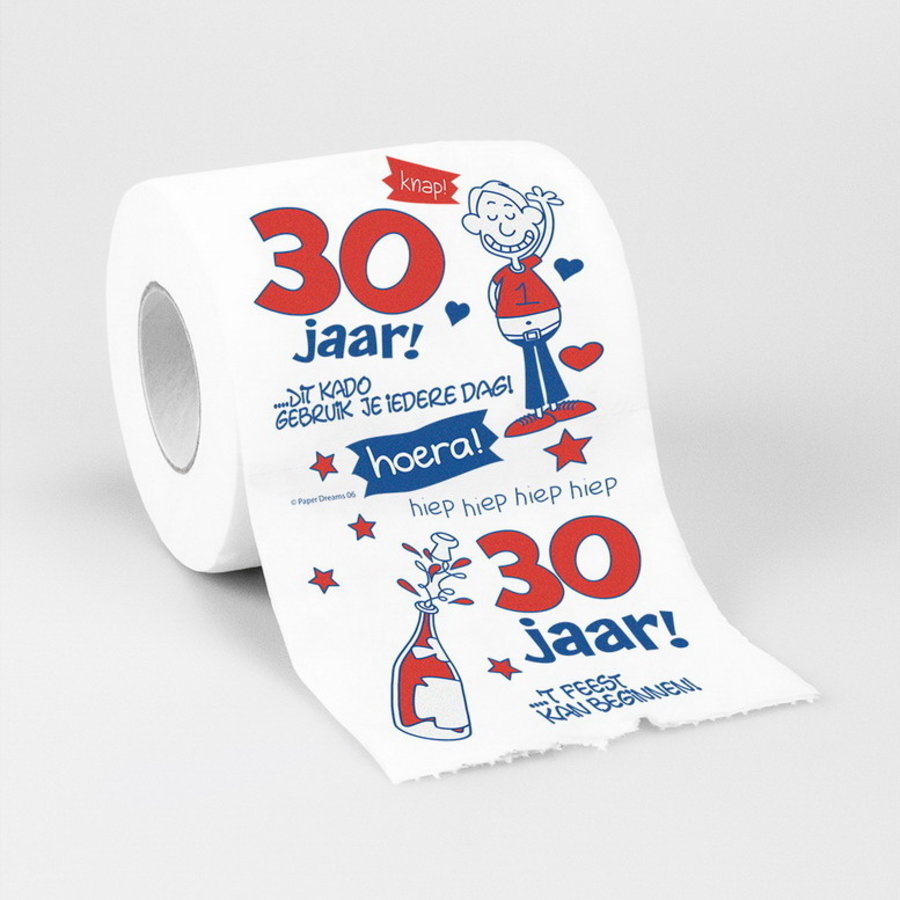 Toiletpapier 30 jaar man- Alle grappige 30 voor feest - Feestartikelen.nl