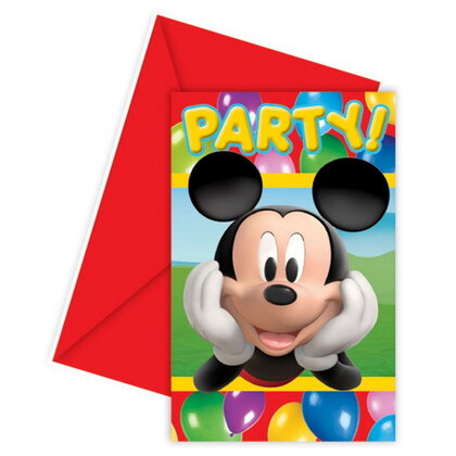 Uitnodigingskaartjes Mickey Mouse party