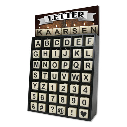 Letter kaarsje wit B