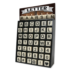 Letter kaarsje wit D