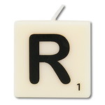 Letter kaarsje wit R