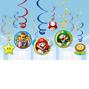 Hangdecoraties Super Mario luxe 12 stuks