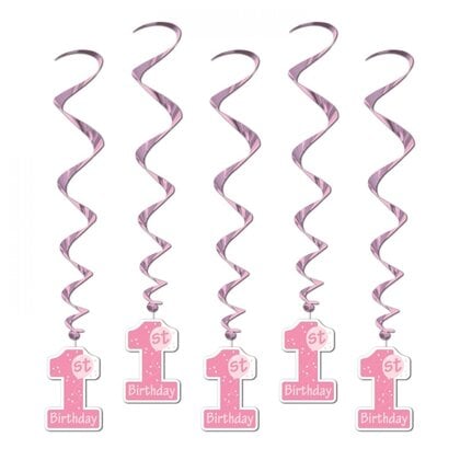 Whirls hangdecoratie 1 jaar birthday roze