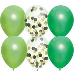 Ballonnen groen en transparant met confetti 6 stuks