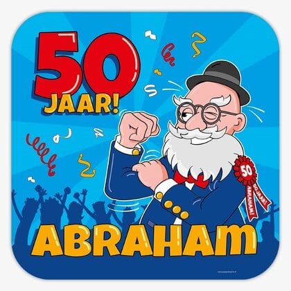 Schild 50 jaar Abraham cartoon groot