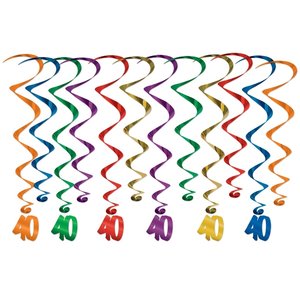 Hangdecoratie 40 jaar Whirls 12 stuks