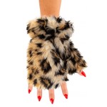 Vingerloze handschoenen pluche Luipaard