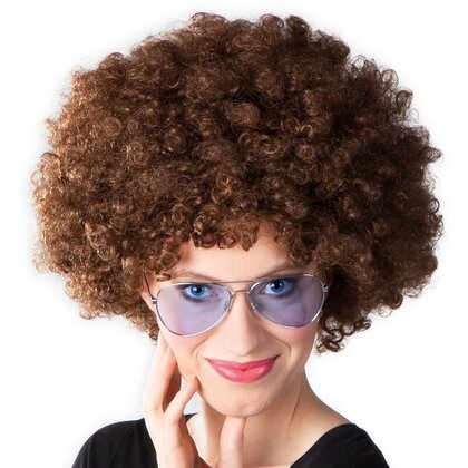 Pruik Afro bruin