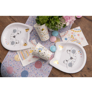 Feestzakjes kat met ballonnen blauw 6 stuks Op is Op