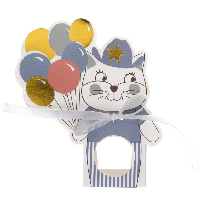 Feestzakjes kat met ballonnen blauw 6 stuks