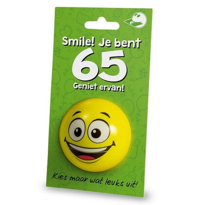 Stressbal Smile Je bent 65 Geniet ervan