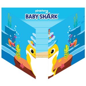 Uitnodigingskaartjes Baby Shark 8 stuks Op is Op