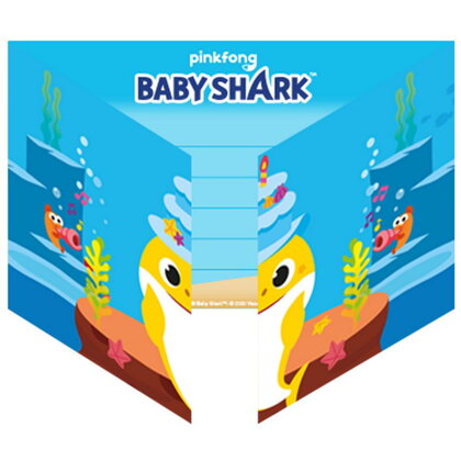 Uitnodigingskaartjes Baby Shark 8 stuks